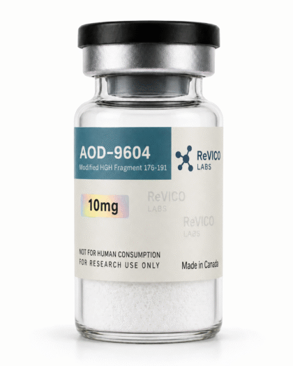 AOD-9604 10mg vial - Modified HGH Fragment research peptide - ReVICO Labs Canada