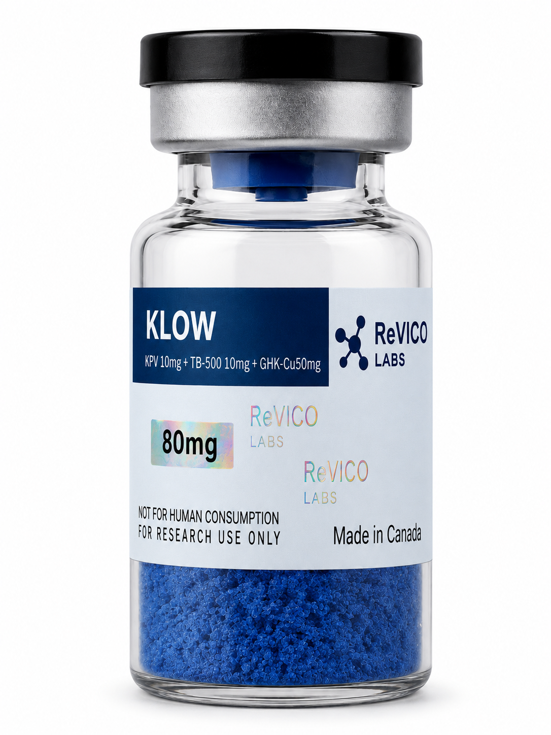 KLOW 80mg Canada | BPC-157, TB-500, GHK-Cu & KPV | ReVICO Labs Canada 1 KLOW peptide blend vial (BPC-157, TB-500, GHK-Cu & KPV) 80mg - ReVICO Labs Canada